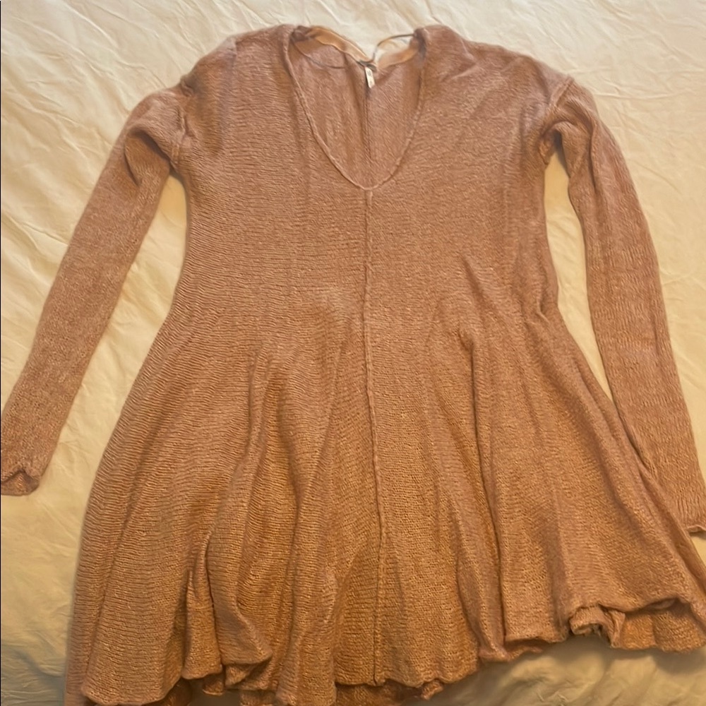 Free People Textured Knit Top in Rose Gold